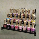 Home Shop Use Women Perfume Lipsticks Nail Polish Storage 3 Tiers Metal Nail Polish Display Wall Rack Organizer Holds 24 Bottles Black