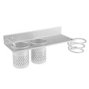 Durable Metal Wall Mount Hair Dryer Blower Holder Organizer with 2 Cup Storage Rack