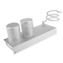 Durable Metal Wall Mount Hair Dryer Blower Holder Organizer with 2 Cup Storage Rack