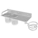 Durable Metal Wall Mount Hair Dryer Blower Holder Organizer with 2 Cup Storage Rack