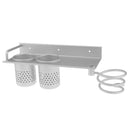 Durable Metal Wall Mount Hair Dryer Blower Holder Organizer with 2 Cup Storage Rack