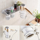 Wall Mount Aluminum Hair Dryer Holder Storage Rack Stand Organizer Basket Lightweight Durable Bathroom Tool