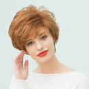Real Human Hair Heat Resistant Short Curly Women's Full Fluffy Hair Wig + Net Cap