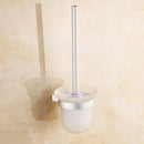 Aluminium Home Bathroom Accessories Wall Mounted Toilet Bowl Cleaning Brush With Glass Brush Cup Holder Set