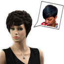 Fashion Women Short Curly Full Head Natural Human Hair Wigs Brown +Wig Cap