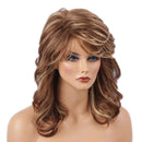 Women Lady Blonde Browned Mixed Long Wavy Curly Real Human Hair Wigs for Daily Wear / Party Cosplay 17 inch