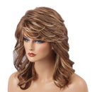 Women Lady Blonde Browned Mixed Long Wavy Curly Real Human Hair Wigs for Daily Wear / Party Cosplay 17 inch