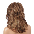 Women Lady Blonde Browned Mixed Long Wavy Curly Real Human Hair Wigs for Daily Wear / Party Cosplay 17 inch