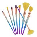 8 Pieces Cosmetic Makeup Brushes Set Face Eye Lip Foundation Fan Angled Powder Blush Concealer BB Brush Colorful Handle