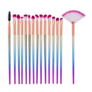 15pcs COLORFUL ROSTED HANDLE Eye Lip Makeup Brush Set Eyelash Mascara Wand Eyeshadow Blending Make Up Flat Angled Fan Brushes Kit