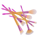 7pcs Beauty Glitter Fish Scale Mermaid Bottom Makeup Brush Set Eyebrow Foundation Powder Cosmetic Heart Fan Shape Brushes Set