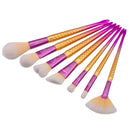 7pcs Beauty Glitter Fish Scale Mermaid Bottom Makeup Brush Set Eyebrow Foundation Powder Cosmetic Heart Fan Shape Brushes Set
