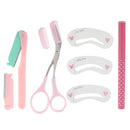 Eyebrow Set Black Pencil Razor Scissor Stencil Trimmer 3 Reusable Shaper Shaping Brow Kit