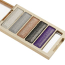 Women Pro Girls Eye Makeup Beauty Long Lasting 5 Colors Diamond Smoky Shimmer Eyeshadow Palette with Makeup Cosmetic Brush