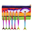 7x Mermaid Handle Powder Blush Concealer Blending Face Eye Foundation Kabuki Makeup Brushes Set + Bag