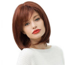 Women's Fashion Shoulder Length Bob Straight Human Hair Full Wigs Auburn Red