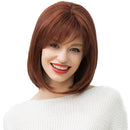 Women's Fashion Shoulder Length Bob Straight Human Hair Full Wigs Auburn Red