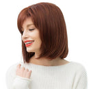Women's Fashion Shoulder Length Bob Straight Human Hair Full Wigs Auburn Red