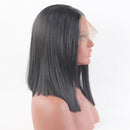 Women's Natural Silky Straight Lace Front Wig Medium Shoulder Length Synthetic Hair Wigs Daily Party Costume - Black 14inch/36cm
