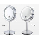 Beauty Double-Sided Desktop Makeup Vanity Mirror LED Lighted 5x Magnifying Table Counter Cosmetic Shaving Stand Mirror