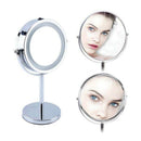 Beauty Double-Sided Desktop Makeup Vanity Mirror LED Lighted 5x Magnifying Table Counter Cosmetic Shaving Stand Mirror
