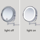 6 inch Battery Operated LED Lighted Wallmount Vanity Makeup Mirror, 1x/5x Magnification, Swivel Extension Arm