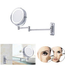 6 inch Battery Operated LED Lighted Wallmount Vanity Makeup Mirror, 1x/5x Magnification, Swivel Extension Arm