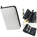Professional PU Leather Salon Barber Hair Scissors Sears Combs Bag Pet Hairdressing Tool Pouch Holder Case - White Silver