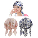 Light Weight Silk Bonnet Night Sleeping Hat Head Cover Eye Mask Beanie Cap Blue
