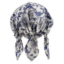 Light Weight Silk Bonnet Night Sleeping Hat Head Cover Eye Mask Beanie Cap Blue