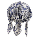 Light Weight Silk Bonnet Night Sleeping Hat Head Cover Eye Mask Beanie Cap Blue