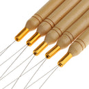 5Pcs/Set Wooden Hair Extensions Loop Needle Threader Wire Pulling Hook Tool for Beads and Feathers