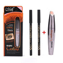 Professional Volume Curling Black Mascara + 2 Pieces Waterproof Eyeliner Pen Pencil Set