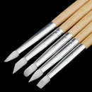 5 Pieces Professional Wood Silicone Head Carving Pen Pencil Tool Set Gel Nail Art Brushes