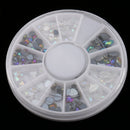 2 Pack 10 Wheels Nail Art Decor Accessories Nail Rhinestones Heart Oval Round Manicure Nail Art Decorations Gems Nail Tools