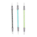 3Pcs 2 Way Silicone Dual Head Nail Art Brushes Acrylic Polish Dotting Pen Craft Carving Painting Drawing Manicure Tools