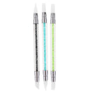 3Pcs 2 Way Silicone Dual Head Nail Art Brushes Acrylic Polish Dotting Pen Craft Carving Painting Drawing Manicure Tools