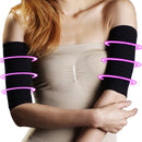 1Pair Women's Weight Loss Arms Compression Massage Shaper Sleeves Fat Cellulite Buster Wrap Belt Bands - Black