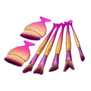 Set of 7pcs Mermaid Cosmetic Makeup Brushes Kit for Face Foundation Eyeshadow Blending Contouring Powder Concealer Blush