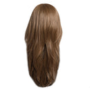 23inch Brown Silk Long Straight Wig with Side Bangs Layered Full Head Synthetic Heat Resistant Hair Wigs Free Wig Cap for Cosplay Party Costume