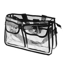 Clear Travel Makeup Bag Cosmetic Organizer with 2 External Pockets and Adjustable Shoulder Strap