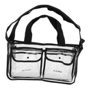 Clear Travel Makeup Bag Cosmetic Organizer with 2 External Pockets and Adjustable Shoulder Strap