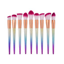 9pcs Colorful Scrub Gradient Color Makeup Brushes Set Cosmetic Face Powder Foundation Blush Eyeshadow Lip Blusher Brush Kit Purple Hair