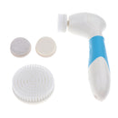 Electric Facial Skin Care Body Massager Scrubber Face Latex Puff Head Blue