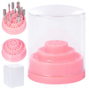 48 Holes Nail Drill Bit Stand Display Holder Organizer Storage Box Pink