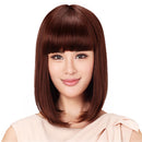 Women's Short Straight Bob Human Hair Wig with Flat Bangs Costume Cosplay Fancy Dress Wig