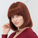 Charming Natural Short Straight Auburn Red Bob Wig Human Hair for Women