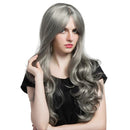 Ladies Women 24 Inches Long Natural Curly Thick Wavy Heat Resistant Synthetic Hair Wigs with Cap Silver Gray