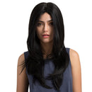 Women's Middle Parting Long Wavy Synthetic Hair Heat Resistance Wig Daily Cosplay Costume Party Full Head Wigs Black + Hairnet