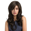22'' Long Natural Looking Wavy Curly Layered Heat Resistant Synthetic Hair Wigs with Cap for Women Dark Brown